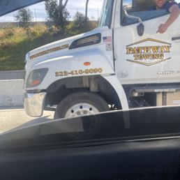 Here is one of Pathway Towing's drivers trying to crash into my brother and I. He actually thinks it's funny. Here is one of Pathway Towing's drivers trying to crash into my brother and I. He actually thinks it's funny.