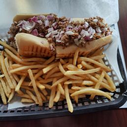 Cheese steak with raw onions Cheese steak with raw onions