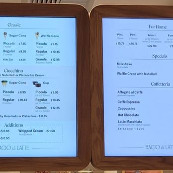 Bacio Di Latte - Menu - Gelato Near Me - Irvine, California