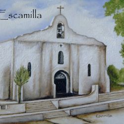 Escamilla's Fine Art Gallery - San Elizario Presidio Chapel reproductions available in prints, magnets, mouse pads etc.