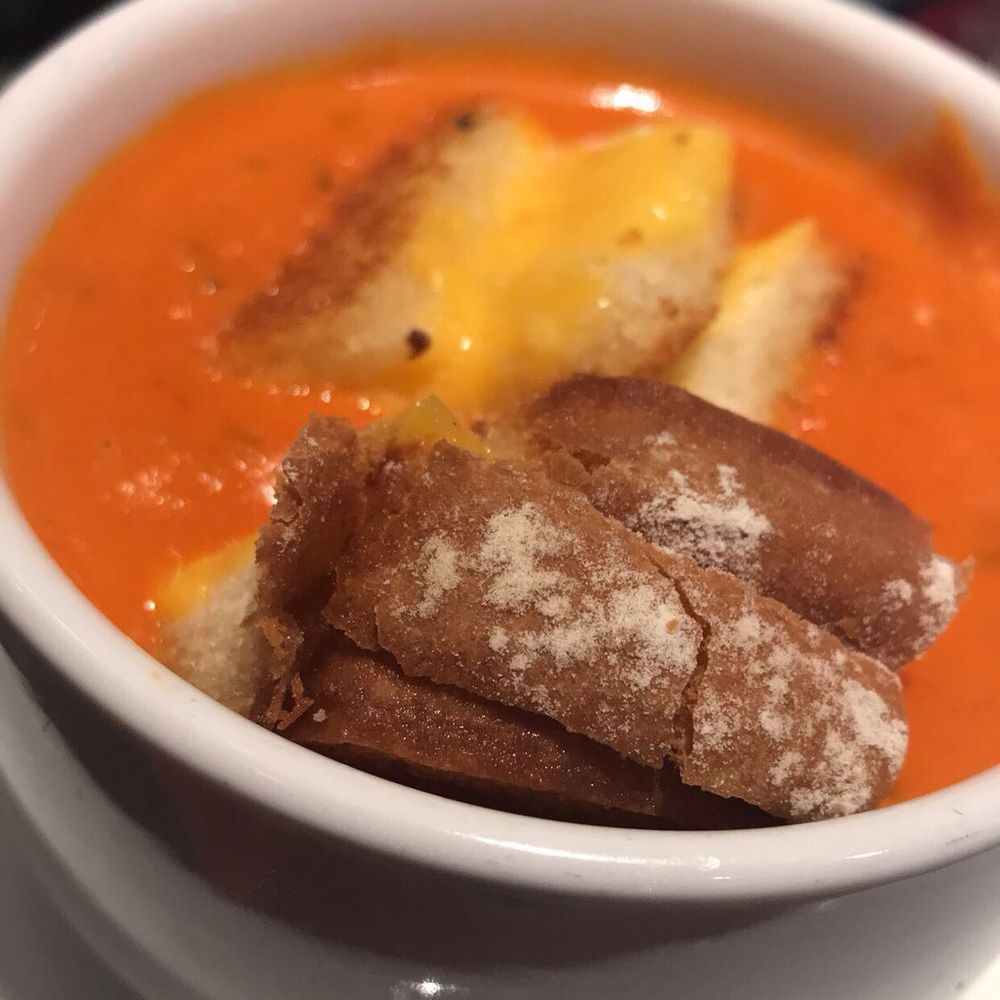 Smokey Bones Cheektowaga - Delish tomato soup with grilled cheese crutons - Barbeque Near Me - Cheektowaga, New York Smokey Bones Cheektowaga - Delish tomato soup with grilled cheese crutons - Barbeque Near Me - Cheektowaga, New York