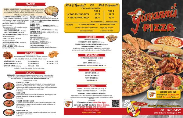 Menu photo 1 Giovanni's Pizza Huntington, WV
