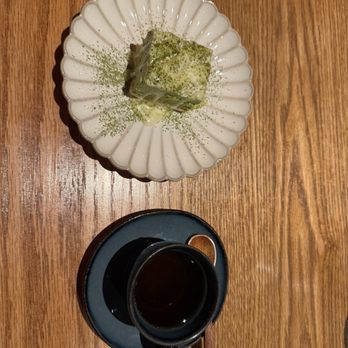 Sora Omakase - Matcha Cheesecake w/ Yuzu Cream & Green Tea - Sushi Bars Near Me - Stony Brook, New York