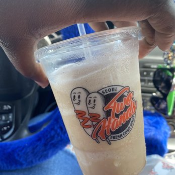 Two Hands Corn Dog - Horchata Slush - Fast Food Near Me - Grand Prairie, Texas Two Hands Corn Dog - Horchata Slush - Fast Food Near Me - Grand Prairie, Texas