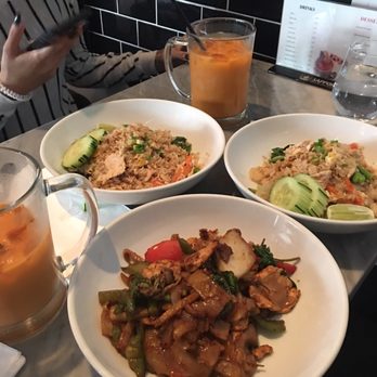 Kitchen 79 - Drunken noodle and two rice dishes(can't remember the name) with chicken - Thai Near Me - Jackson Heights, New York