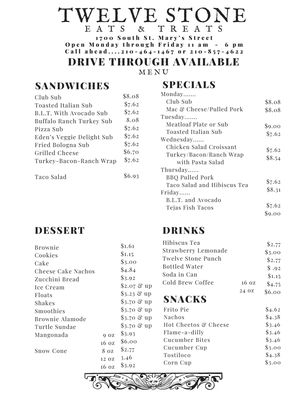 Menu photo 7 Twelve Stone San Antonio, TX