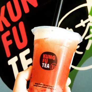 Kung Fu Tea - Strawberry lemonade green tea with lychee jelly! - Coffee & Tea Near Me - Germantown, Maryland