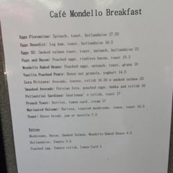 Cafe Mondello - The menu