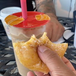 Glazed donut and a Mocha Frappe SO GOOD Glazed donut and a Mocha Frappe SO GOOD