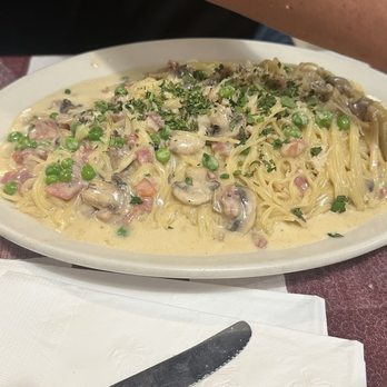Lorna's Italian Kitchen - Linguine Carbonara but substituted angel hair - Italian Near Me - San Diego, California Lorna's Italian Kitchen - Linguine Carbonara but substituted angel hair - Italian Near Me - San Diego, California