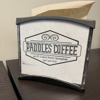 Paddles Coffee - Address on the napkin holder - Coffee & Tea Near Me - Springfield, Georgia Paddles Coffee - Address on the napkin holder - Coffee & Tea Near Me - Springfield, Georgia