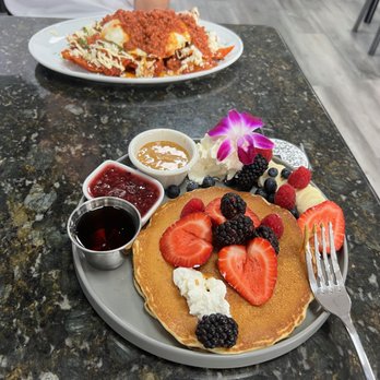 Tata's Cafe - Pancakes with so much yummy suace. - Breakfast & Brunch Near Me - Hawthorne, California Tata's Cafe - Pancakes with so much yummy suace. - Breakfast & Brunch Near Me - Hawthorne, California