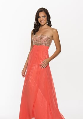 strapless open back dress Custom Made Red Senior Prom Dresses Layered Off Shoulder Long Formal Wear Red / US18W main image 1