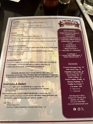 Menu photo 2 Sylvia's Restaurant New York, NY Menu photo 2 Sylvia's Restaurant New York, NY