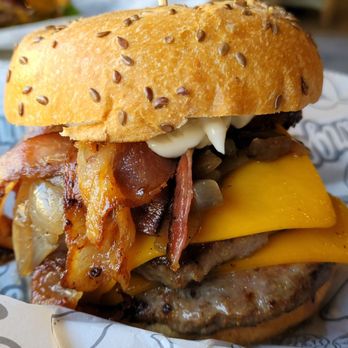 Bareburger - Montclair - Be my burger, flax bun, bacon, vegan cheese, grilled onion - Burgers Near Me - Montclair, New Jersey