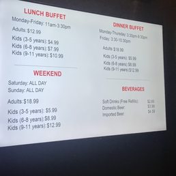 Menu, Prices