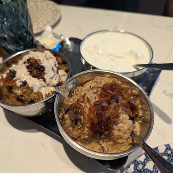 Irvine Grill - Irvine Grill Platter (eggplant prepared two ways plus yogurt). - Mediterranean Near Me - Irvine, California