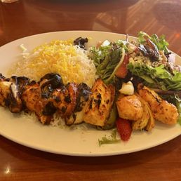 Chicken kebab, jasmine rice, date salad. Yum!