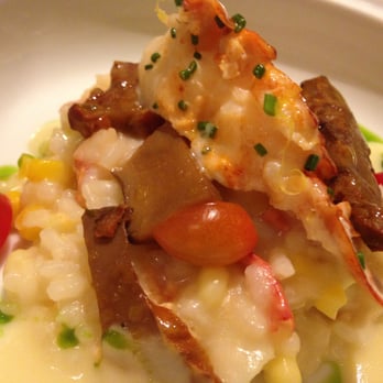 Parallel 37 - Sweet Corn Risotto, Poached Maine Lobster, Chanterelle Mushrooms, Sweet 100's - New American Near Me - San Francisco, California Parallel 37 - Sweet Corn Risotto, Poached Maine Lobster, Chanterelle Mushrooms, Sweet 100's - New American Near Me - San Francisco, California