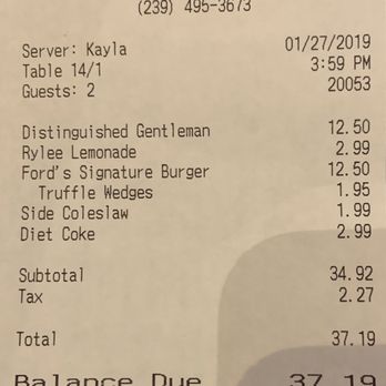 Ford's Garage Estero - Kayla, great server - Bars Near Me - Estero, Florida
