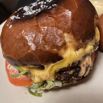 Belle Cora - To-go order: Bergy Burger (double w bacon) - Wine Bars Near Me - San Francisco, California