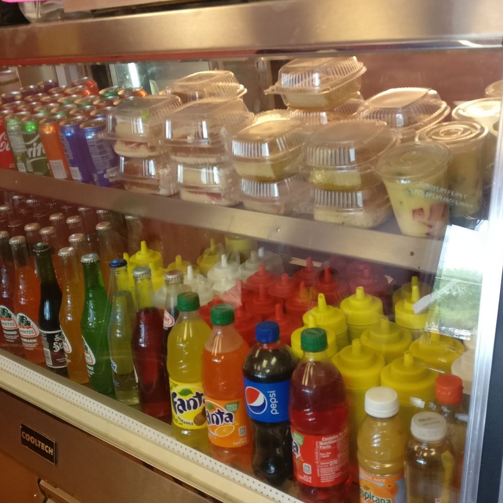 Taqueria Flavio - Closeup od Drinks, Dessert, & Salsa refrigerator display. - Mexican Near Me - Fredericksburg, Virginia