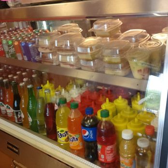 Taqueria Flavio - Closeup od Drinks, Dessert, & Salsa refrigerator display. - Mexican Near Me - Fredericksburg, Virginia