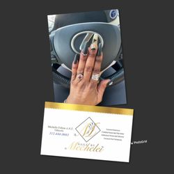 Nails by Mechelei - Aprés nails with polish, matte top coat, foil and crystals.