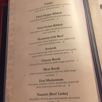 Aleppo's Kitchen - Hot Appetizers Menu (February 2017) - Mediterranean Near Me - Anaheim, California