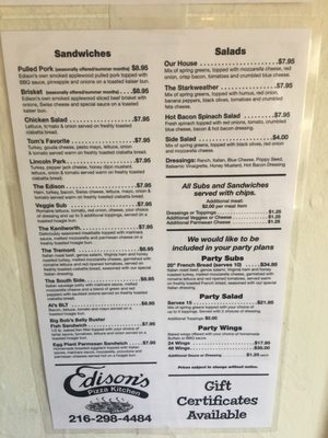 Menu photo 5 Edison's Pizza Kitchen Cleveland, OH