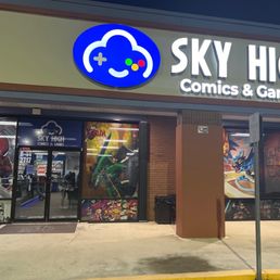 Exterior outside entrance of Sky High Comics & Games - Opened late hours - Fort Pierce, Florida Exterior outside entrance of Sky High Comics & Games - Opened late hours - Fort Pierce, Florida