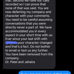 Quality Urgent Care- Schertz - This is the text I received from the company after telling them I could no longer be treated this way at a business.