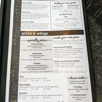 The Grand Experience - a menu for pizza and wine - Pubs Near Me - Lindsay, Ontario