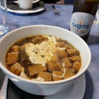 Flying With Jerome - French onion soup and French beer too! - Breakfast & Brunch Near Me - Clearwater, Florida