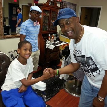 Classic Razor Sharp - Mayor Eric Jackson with one of our young clients - Men's Hair Salons Near Me - Trenton, New Jersey