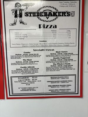 Menu photo 1 Studebaker's Pizza Montpelier, ID
