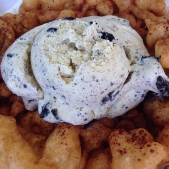 Sticky Icky Funnel Cakes - A huge funnel cake topped with cinnamon powder and a giant scoop of cookies & cream ice cream! - Juice Bars & Smoothies Near Me - Long Beach, California Sticky Icky Funnel Cakes - A huge funnel cake topped with cinnamon powder and a giant scoop of cookies & cream ice cream! - Juice Bars & Smoothies Near Me - Long Beach, California