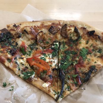Nabolom Bakery & Pizzeria  - Roasted red bell, pesilla, onion, fennel, French goat cheese, mozzarella, garlic, olive oil & herbs $3.50/slice - Really good flavors! - Bakeries Near Me - Berkeley, California