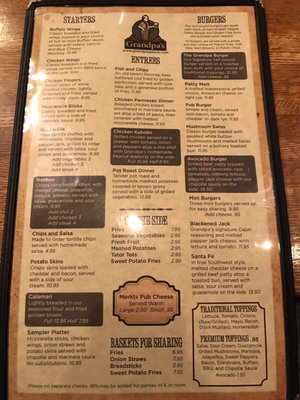 Menu photo 8 Grandpa's Place Glenview, IL