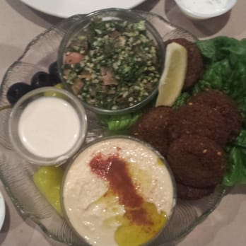 Kabob Bazaar - Combination of taboli salad, hummus, and falafel patties in one platter. - Middle Eastern Near Me - Arlington, Virginia
