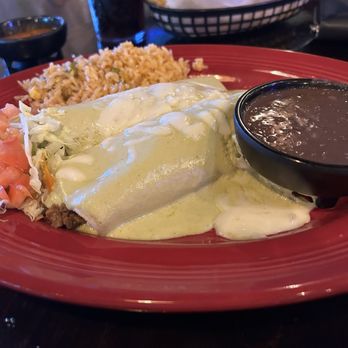 Don Mario Mexican Restaurant - 2 beef enchiladas rice and black beans - Mexican Near Me - Lakeway, Texas