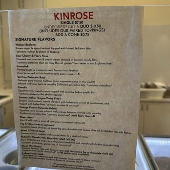 Kinrose Creamery - Menu Dec 2025 - Ice Cream & Frozen Yogurt Near Me - Pasadena, California Kinrose Creamery - Menu Dec 2025 - Ice Cream & Frozen Yogurt Near Me - Pasadena, California