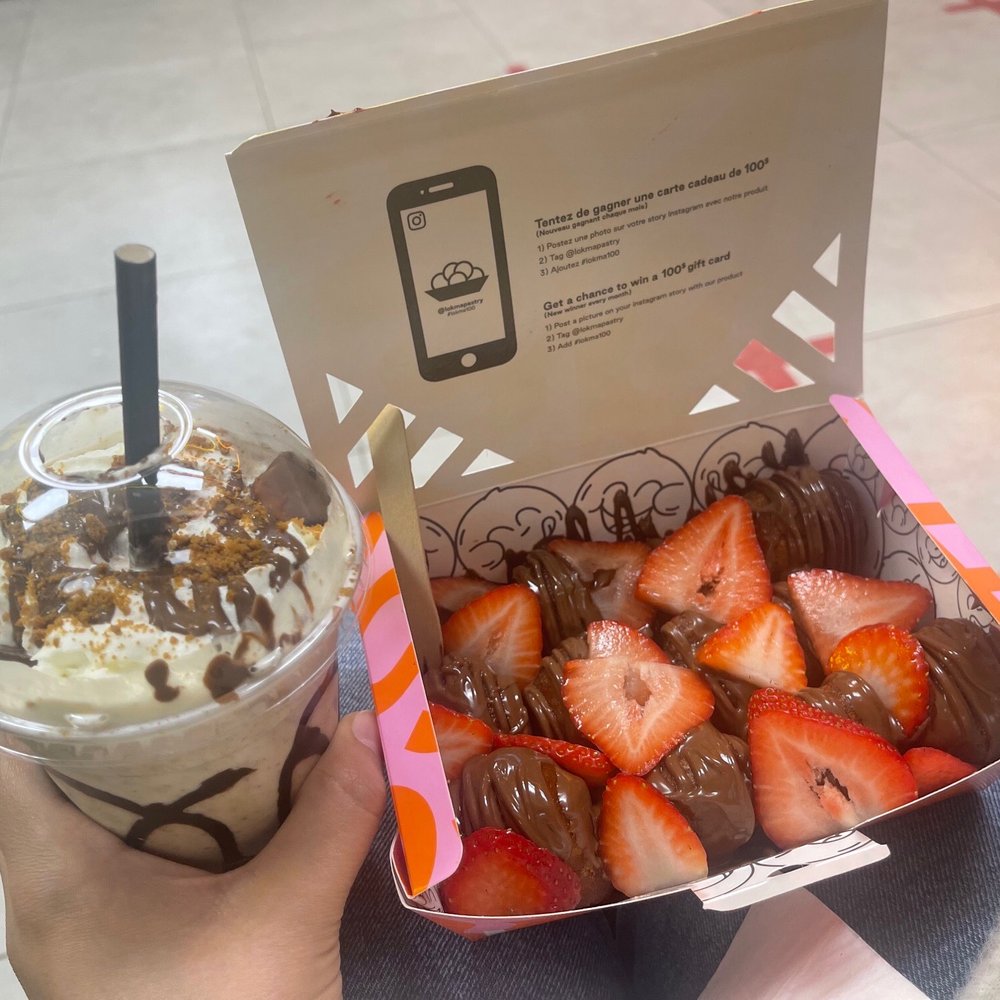Nutella strawberry lokma filled with cream and I don't remember the smoothie. But all were soooo good
