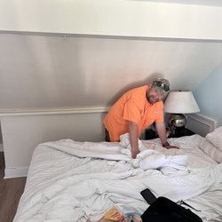 NYAH - Bed in master bedroom. Ceiling covered 1/2 the bed