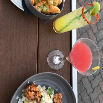 Bellanca Hotel - Harbor burger with bacon & papas bravas and blackened shrimp bowl. YUM! - Hotels Near Me - Avalon, California