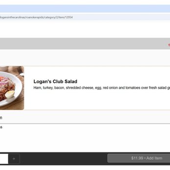 Logan's Roadhouse - This is a picture of the club salad on the site. See the egg. - American Near Me - Roanoke Rapids, North Carolina