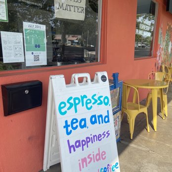 Equilateral Coffee - a sign outside a coffee shop - Coffee & Tea Near Me - Chico, California