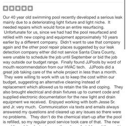 JJ Pools - Yelp Review from San Jose Ca, Client