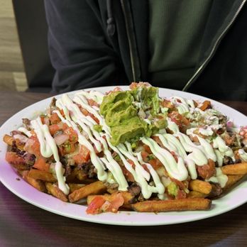 La Bamba Tacos And Beer - Super Fries with asada and beans - Mexican Near Me - Murrieta, California