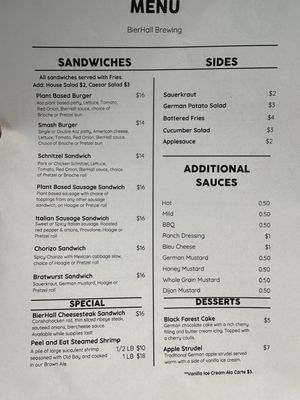 Menu photo 1 Bierhall Brewing Lancaster, PA
